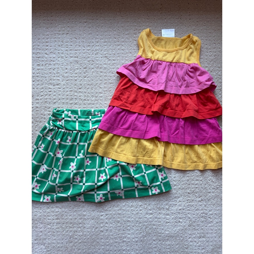 Hanna Andersson Bundle of 2 Size 4 Skort and Ruffle Top Multi Color Retro